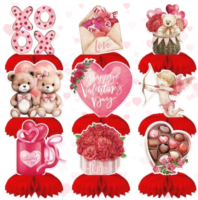 Valentine Honeycomb Centerpieces for Table 9Pcs