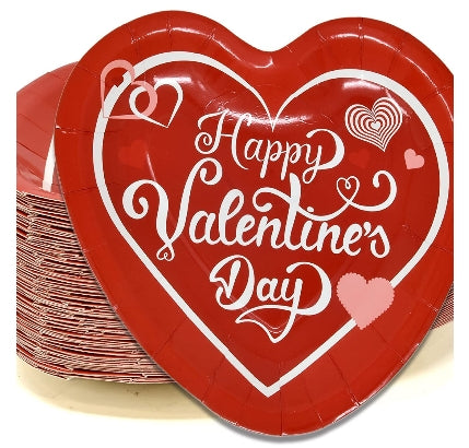 80 Pcs Valentine Heart Shaped Paper Plates