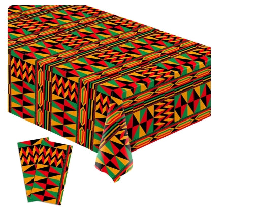 Kwanzaa, Black History Month, Kente Print Table cover 54 x108 Inch - Pack of 2